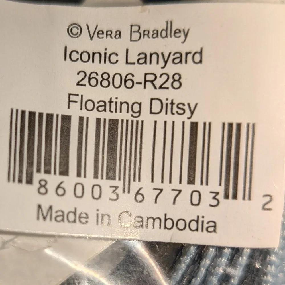 Vera Bradley Iconic Breakaway Lanyard Floating Ditsy Blue Silver Floral NWT